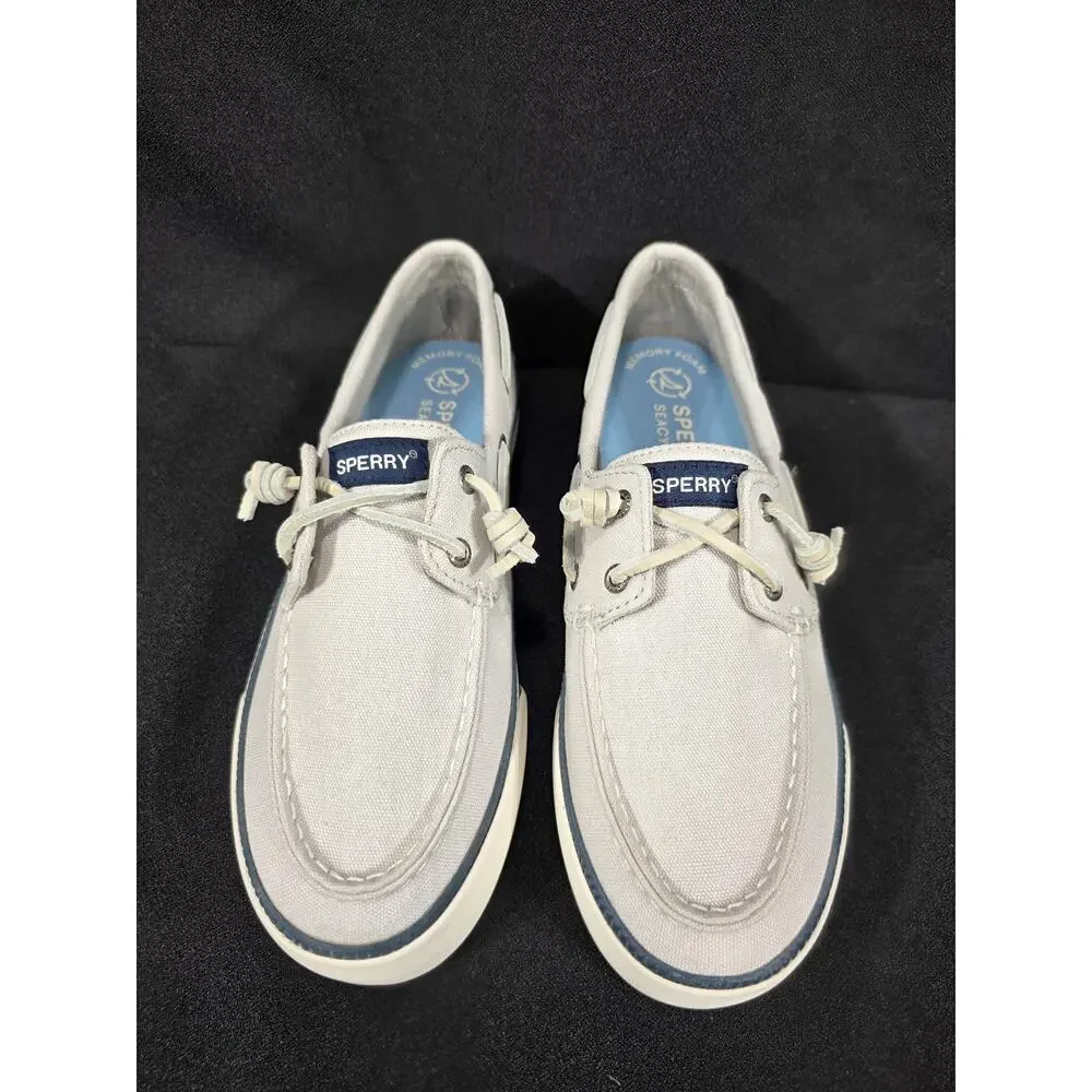 Sperry Bahama 3.0 Platform Women's Grey Navy Boat Shoes Size 8.5